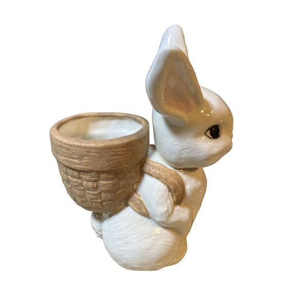 Easter Bunny Rabbit Ceramic Planter Vintage - Picture 6 of 12